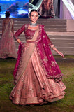 Ruby & Old rose hand embroidered lehenga & blouse set  (SK-30A)