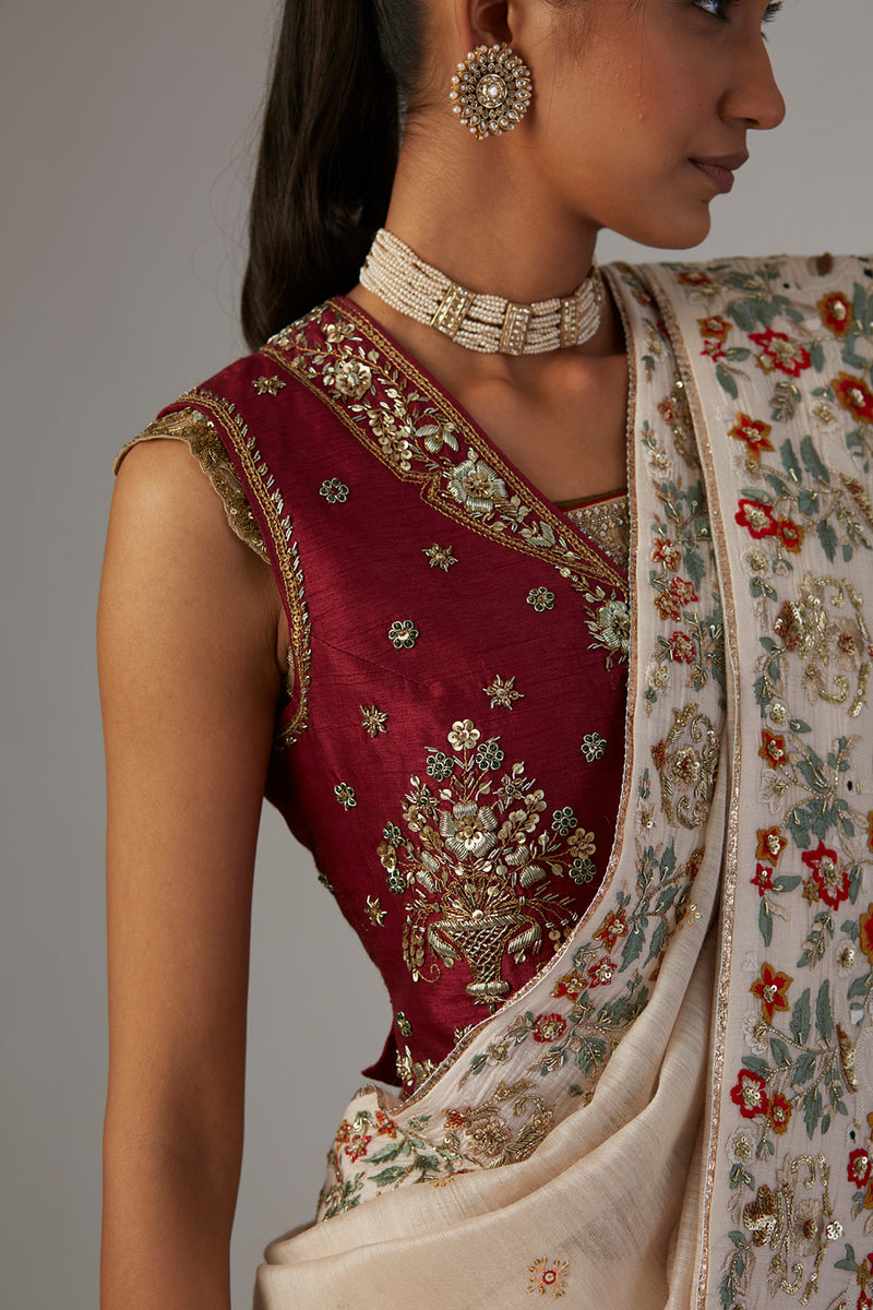 RUBY DUPION EMBRODIERED BLOUSE (1 PC) – Anju Modi