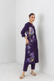 VIOLET ABYSS SILK CHANDERI IRIS LILY PRINTED TUNIC (1 PC)