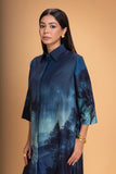 DARK BLUE CHANDERI PRINTED SHIRT (1 PC)