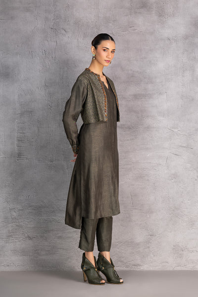 FOREST GREEN DUPION JACKET (1 PC)