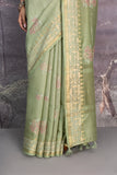 PISTA GREEN TUSSOR GEORGETTE SAREE (1 PC)