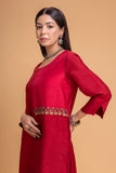 RED DUPION EMB. KURTA SET (2 PCS)