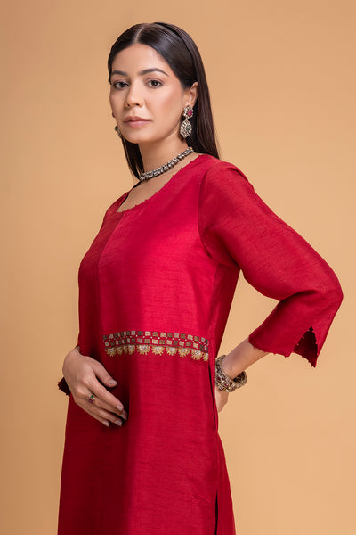RED DUPION EMB. KURTA SET (2 PCS)