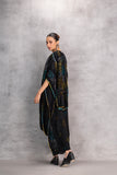 BLACK GAJI SILK DRAPE DRESS (1 PC)