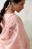 SOFT PINK CHANDERI KASHMIRI EMB. SHORT KURTA SET (3 PCS)