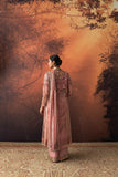 ONION PINK TUSSAR & ORGANZA EMB. TWO-PIECE SAREE SET (3 PCS)