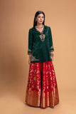 RED BROCADE LEHENGA SET (2 PCS)