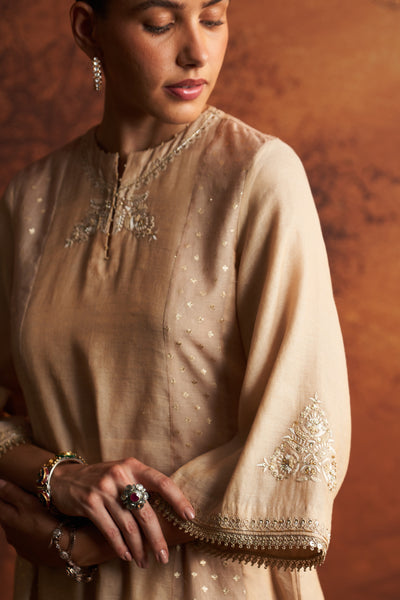 GOLD TISSUE AND BUTI EMBROIDERED KURTA PAIRED WITH PANTS  (SE-01B)