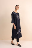 BLACK STRIPE PRINTED & EMBROIDERED ANGRAKHA KURTA SET (2 PCS)