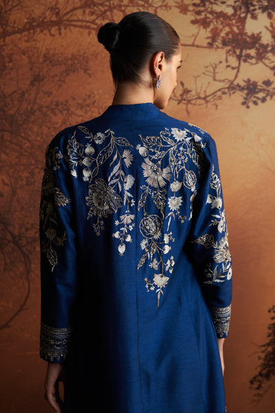 BLUE VISCOSE DUPION EMBROIDERED JACKET (TL-135A/JKT)