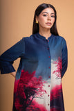 MIDNIGHT BLUE & PINK CHANDERI PRINTED SHIRT (1 PC)