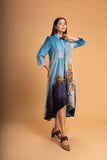 SHADES OF BLUE SILK CHANDERI PRINTED TUNIC (1 PC)