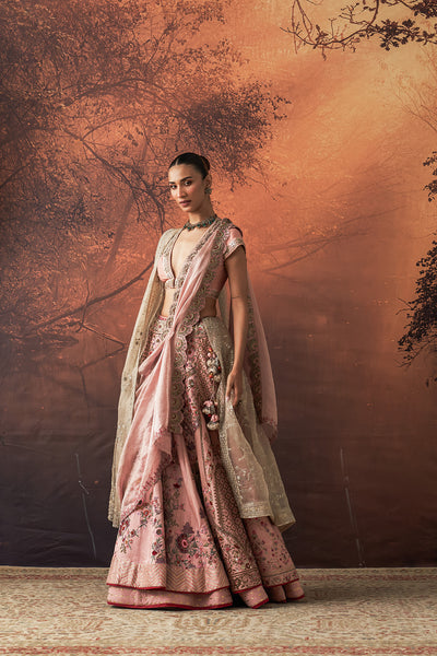 OLD ROSE EMB. MULTIKALI LEHENGA SET (EVO-10) (2 PCS)