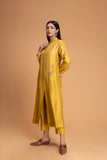 MUSTARD VISC. DUPION EMB. KURTA (2 PCS)