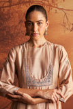 OLD ROSE DUPION EMBROIDERED KURTA SET (YMN-15B)