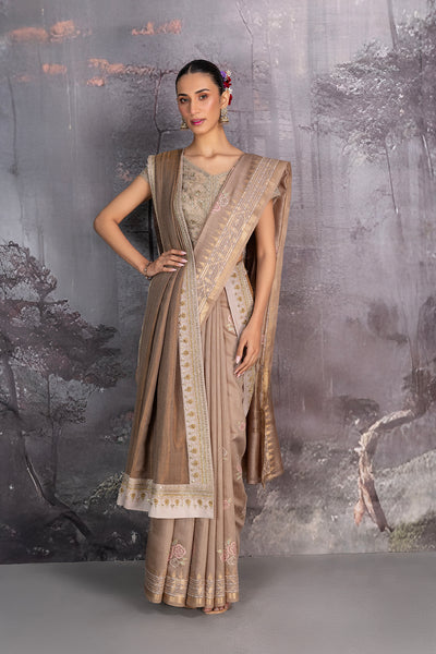 BEIGE TUSSOR GEORGETTE SAREE (1 PC)