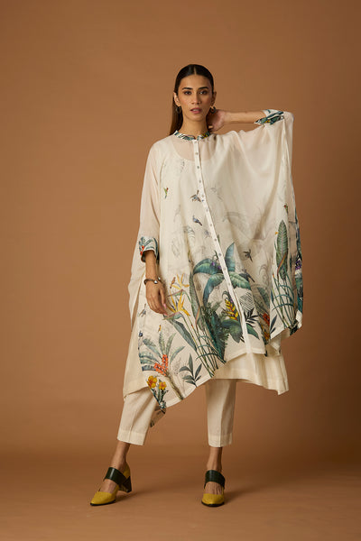 IVORY SILK ORGANZA DRESS WITH CHANDERI INNER (SV-15)