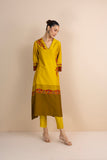 SHADES OF YELLOW STRIPE PRINTED & EMBROIDERED KURTA SET (2 PCS)