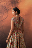 MULTICOLOUR KIMKHWA BORCADE EMB. LEHENGA SET(EVO-05) (5 PCS)