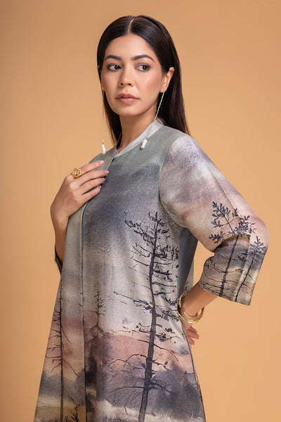 PASTEL PINKS CHANDERI PRINTED PANELED TUNIC (1 PC)