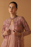 OLD ROSE NET EMBROIDERED JACKET AND OLD ROSE CHIIFON ANARKALI (TL-89B)