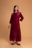 RUBY RED CHANDERI EMB. KURTA SET (2 PCS)