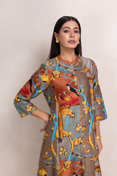 MULTICOLOR SILK CHANDERI PRINTED TUNIC (1 PC)