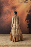 GOLD SILK TISSUE HEAVY EMB. LONG JACKET SET (3 PCS)