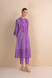 SHADES OF LILAC STRIPE PRINTED & EMBROIDERED KURTA SET (2 PCS)