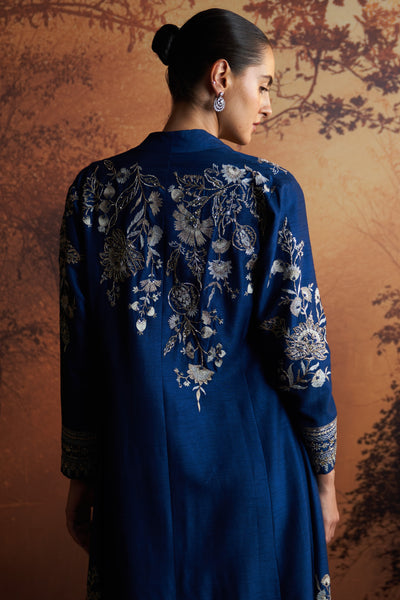 BLUE VISCOSE DUPION EMBROIDERED JACKET (TL-135A/JKT)