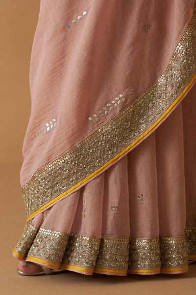 OLD ROSE TISSUE EMBROIDERED SAREE (SE-09)