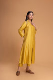 MUSTARD VISC. DUPION EMB. KURTA (2 PCS)