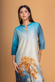 BLUE SILK CHANDERI DAWN PRINTED SHIRT (1 PC)