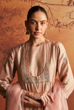 OLD ROSE DUPION EMBROIDERED KURTA SET (YMN-15B)