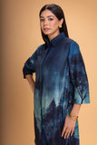 DARK BLUE CHANDERI PRINTED SHIRT (1 PC)