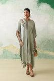 AQUA MODAL SATIN COLORFUL IRIS PETAL EMB KAFTAN (1 PC)