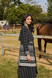 BLACK CHECK HANDWOVEN COTTON TRIPLE LAYERED LONG JACKET (1 PC)