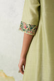 MINT GREEN CHANDERI KASHMIRI EMB. CAPE & DRESS SET (3 PCS)