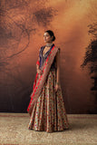 MULTICOLOUR KIMKHWA BORCADE EMB. LEHENGA SET(EVO-05) (5 PCS)