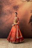 ORANGE & YELLOW TISSUE BROCADE EMB. LEHENGA SET (MH-01C) ( 5 PCS)