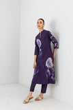 VIOLET ABYSS SILK CHANDERI IRIS LILY PRINTED TUNIC (1 PC)