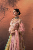 PINK & AQUA TISSUE EMB. LEHENGA SET(FB-05A) (4 PCS)
