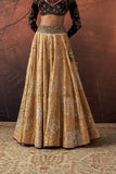GOLD SILK TISSUE PRINTED & EMB. LEHENGA SET (EVO-07) (4 PCS)