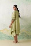 MINT GREEN CHANDERI KASHMIRI EMB. CAPE & DRESS SET (3 PCS)
