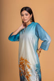 BLUE SILK CHANDERI DAWN PRINTED SHIRT (1 PC)