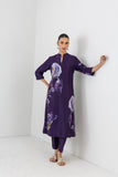 VIOLET ABYSS SILK CHANDERI IRIS LILY PRINTED TUNIC (1 PC)