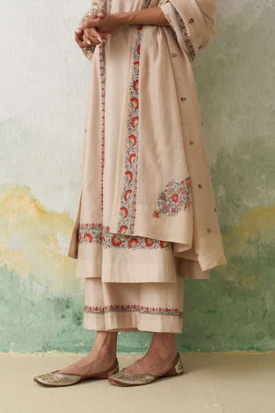 TOOSH CHANDERI EMB. KASHMIRA KURTA SET (3 PCS)