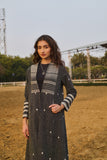 GREY HANDWOVEN COTTON LONG JACKET (1 PC)