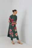 MINTED SAGE DUPION HIBISCUS PRINTED DRESS (1 PC)